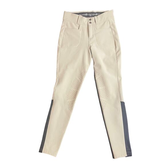 KERRITS Horse Riding Breech Pants Cream Tan Zip Fly Small Pants Fleece Lined - Picture 1 of 5